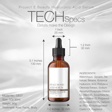 Load image into Gallery viewer, Project E Beauty Hyaluronic Acid Serum | Vitamin C & Vitamin E Plumping Oil-Free Glowing Complexion Anti-Aging Lifting Wrinkles Finelines Hydrating Moisturizing for Skin Care Facial & Eyes 30ml 1oz