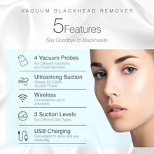 Load image into Gallery viewer, Vacuum+ Blackhead Removal Therapy | Ultrastrong Suction Facial Acne Whitehead Pimple Pore Nose Skin Peeling Shrink Pores Skin Tightening Extractor Cleanser Device USB Rechargeable 5 Treatment Heads