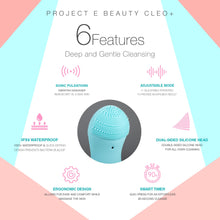 Load image into Gallery viewer, CLEO+ Sonic Facial Cleanser | Waterproof Silicon Deep Cleansing Exfoliating Brush USB Rechargeable Wireless Portable Face Cleanser Travel Lift Firm Skin Care Treatment Device Massager
