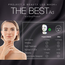 Load image into Gallery viewer, Photon Skin Rejuvenation Face &amp; Neck Mask | Wireless LED Photon Red Blue Green Therapy 7 Color Light Treatment Anti Aging Acne Spot Removal Wrinkles Whitening Facial Beauty Daily Spa Skin Care Mask
