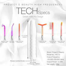 Load image into Gallery viewer, D'arsonval High Frequency Wand Neon &amp; Argon | 6 Electrodes Argon Gas Violet and Neon Gas Orange High Frequency for Acne Spot Wrinkles Fine Lines Removal Beauty Therapy Facial Treatment Portable Device
